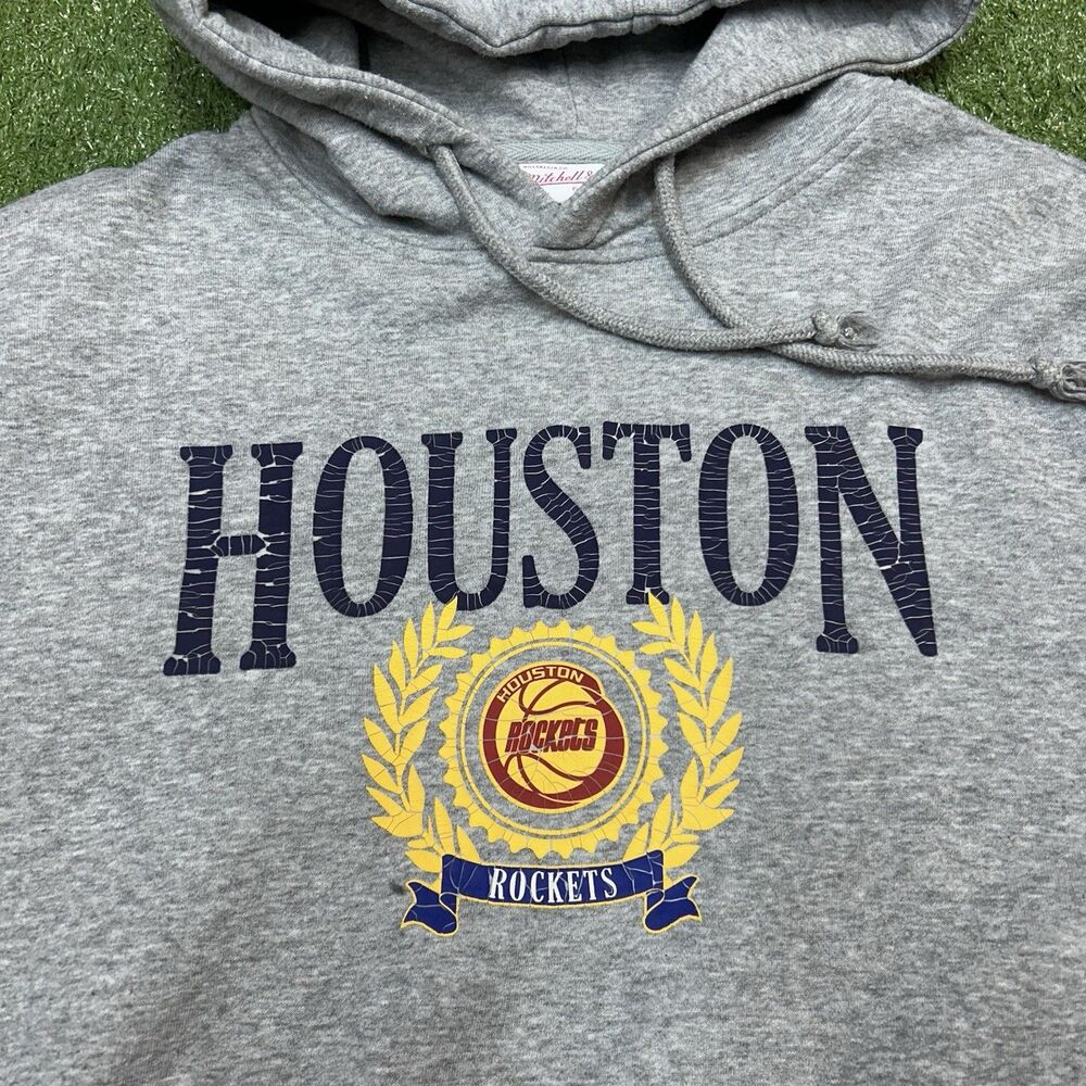 Mitchell & Ness Houston Rockets Grey Hoodie Sweatshirt Mens Size Large - Picture 4 of 8